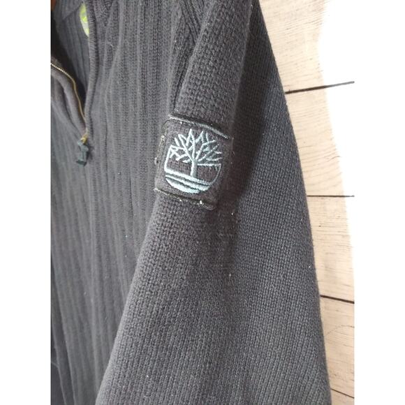 Timberland Black Quarter Zip Pullover Knit Sweater Sz Large - Picture 3 of 6